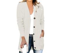 Cardigan Léger en Maille Ouverte avec Poches pour Femmes Cardigan Pull Dentelle Veste Grande Taille Long Parka Femme Veste Marin Capuche Interieur Grande Taille Gilet Crochet Beige L