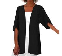 Cardigan léger pour femme 2026 - Doux et confortable - Ouvert sur le devant - Coupe ample - Pour le printemps et l'été - Tenue quotidienne, Noir , XL