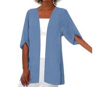 Cardigan léger pour femme 2026 - Doux et confortable - Ouvert sur le devant - Coupe ample - Pour le printemps et l'été - Tenue quotidienne, bleu, S
