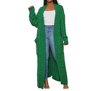 Cardigan long en tricot pour femme - Cardigan à manches longues - Pull d'automne léger pour femme - Manteaux d'hiver pour femme - Manteau d'hiver chaud pour femme, Vert, 4XL