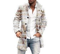 Cardigan long en tricot pour homme - Coupe-vent - Boutons - Manteau en laine - Manches longues - Manteau d'hiver chaud - Cardigan fin - Coupe-vent - Coloré - Bouton - Décontracté - Pull en tricot