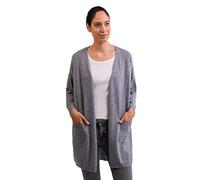 Cardigan Long et Droit en 100% Cachemire pour Femme - Cardigan Long à 2 Fils, Gris, S
