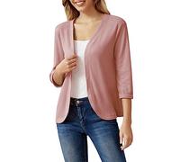 Cardigan long et léger à manches 3/4 pour femme, trench-coat uni, cardigan décontracté pour femme, parka, manteau chaud, veste parka pour femme, rose, XXL