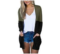 Cardigan Long Femme - Veste Femme Mi Saison Blouson Femme Manteau Automne Couluer Unie Manche Longue Avec Poches Cardigan Femme Chic Et Elegant Pull Cardigan Mi Long DéContracté