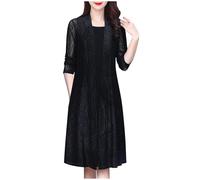 Cardigan long pour femme en maille légère et transparente à manches longues ouvert sur le devant, veste longue, vêtements de plage, boléro pour robe de soirée, noir 1, 5XL