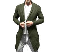 Cardigan long pour homme à col châle tricoté à volants drapé cape pardessus homme tendance déchiré ouvert sur le devant cardigan pull, GN1., 3XL
