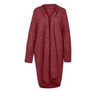 Cardigan long surdimensionné pour femme en tricot épais à manches ballon chaud avec poches pour l'hiver, Rouge, 4XL