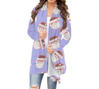 Cardigan Noel Femme Hiver Imprimé De Noël Cardigan en Tricot Ouverture Gilet Manches Longues Christmas Sweater Surdimensionné Veste Décontracté Pull De Noel Multicolores Classique Outwear