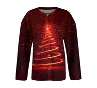 Cardigan Noel Femme Manche Longue, Pull Jacquard Femme Impression Bouton Col Rond, Cardigans Mode Chic Hauts Classique Souple Vin 4XL