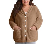 Cardigan noir pour femme - Cardigan grande taille - Manteau tricoté pour femme - Haut court blanc - Manteau long pour la maison - Veste d'hiver chaude pour l'extérieur, marron, S