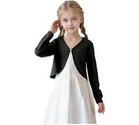 Cardigan ouvert sur le devant pour filles - Veste courte à manches longues coupe ajustée, bouton, col en V, hauts courts, boléro ample décontracté, pull doux et confortable, manteau en tricot de