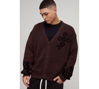 Cardigan oversize croisé en maille homme - marron - L, marron