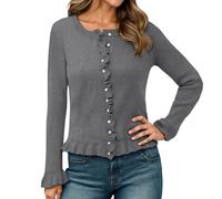 Cardigan Pais Femme Cardigans Encolure Dentelle légante Gilets Texture Cachemire Luxe Pulls Capuche Pratique Manteaus Collection Automne Hiver Vestes Grande Taille pour Voyage Quotidien