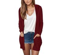 Cardigan pour femme à manches longues en tricot cardigan confortable ouvert sur le devant cardigan sans boutons léger décontracté manteau en tricot avec poches à manches longues pull en tricot avec
