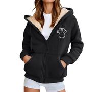 Cardigan pour femme, avec poches à capuche ouvertes sur le devant, en polyester, pour vêtements par temps froid; avec détails de design, y compris une doublure épaisse et chaude ouverte sur le devant