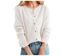 Cardigan pour femme Col rond Cachemire Cardigan Boutonnière Décontracté Pull en tricot Vintage Léger Manches Longues Classique Veste Col Rond Cardigan Femmes Cardigans élégants pour l'automne, #A11