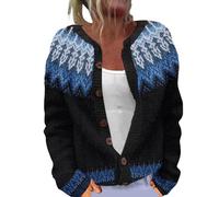 Cardigan pour femme - Coupe ample - En peluche - Imprimé floral - Confortable - Pour l'été - Automne - Manches longues - Boutonné - Léger - Pour les voyages, bleu, 3XL