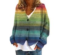 Cardigan pour femme, décontracté, imprimé floral, manches longues, col en V, ouvert sur le devant, léger et ample, 1D - Bleu, 4XL