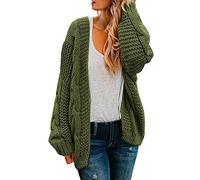 Cardigan pour femme ouvert sur le devant, manches longues, cardigan midi long en tricot épais avec poches, manteau surdimensionné, manteau ample de couleur unie, pull décontracté, ample, automne et