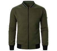 Cardigan pour homme avec fermeture éclair et col montant - Coupe régulière - Sweat d'entraînement décontracté à manches longues - Couleur unie - Automne et hiver, 01 A# Vert kaki, M