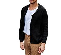 Cardigan pour homme avec tempérament uni, avec boutons, décontracté, confortable et chaud, pull en tricot avec un seul bouton, Noir , L