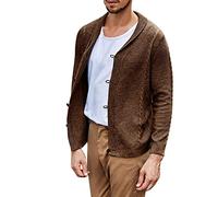 Cardigan pour homme avec tempérament uni, avec boutons, décontracté, confortable et chaud, pull en tricot avec un seul bouton, marron, L