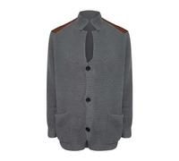 Cardigan pour homme, couleur unie, manches longues, hauts épais avec coudières, col châle, cardigan tricoté coupe ajustée, pull vintage boutonné avec poches, cadeau pour homme, gris, M