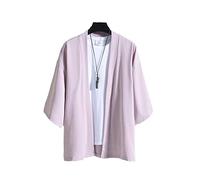 Cardigan pour hommes japonais - Vêtements traditionnels japonais - Chemise Yukata - Chemise kimono pour homme - Rose - XXL