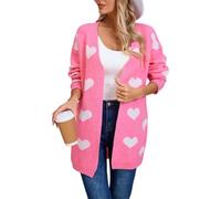 Cardigan pour la Saint-Valentin pour femme, surdimensionné, mignon, cœur, printemps, tendance, décontracté, tricot côtelé, manches longues, pull ample, C, XL