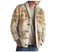 Cardigan Pull en Laine à Boutons Imprimés pour Homme Jacquard Motif Cardigans Ouvert Veste Pull en Tricot De Cœur Haut Tendance Manteau Automne Hiver Chaud en Tricoté Coat Hommes