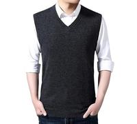 Cardigan Pull Sans Manches pour Hommes, Pull Sans Manches En Tricot pour Homme, Pull Épais En Mélange De Laine, Col En V, Gilet D'Affaires Occidental, Tricot, Automne Hiver, Gilet En Laine, Coupe