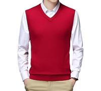 Cardigan Pull Sans Manches pour Hommes, Pull Sans Manches En Tricot pour Homme, Pull Épais En Mélange De Laine, Col En V, Gilet D'Affaires Occidental, Tricot, Automne Hiver, Gilet En Laine, Coupe