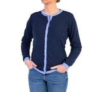 Cardigan ras du cou femme mixte Cashmere Golfino vissé bicolore boutons Made in Italy Classique Laine Merinos Veste Manches Longue Automne Maillot Cachemire Automne Noir Gris Beige, Bleu chiné, L