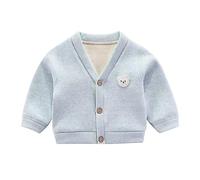 Cardigan rembourré pour bébé fille, col en V, motif ours, vêtements de tous les jours, noir Jack, bleu, 12-18 mois
