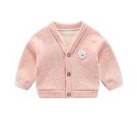 Cardigan rembourré pour bébé fille, col en V, motif ours, vêtements de tous les jours, noir Jack, Rose, 3-6 mois