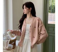 Cardigan surdimensionné à fleurs de cerisier pour femmes, Top à manches longues, vêtements d'automne L,M,S,XL,XSFruits & légumesÉtoffe