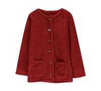 Cardigan surdimensionné en polaire décontracté avec poches à manches longues boutonné pour femme, sweat-shirt de couleur unie, élégant, léger, col rond, grande taille, Rouge #01, L