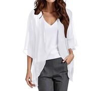 Cardigan transparent ouvert sur le devant pour femme, blanc, M