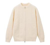 Cardigan tricoté à manches longues avec fermeture éclair sur le devant pour homme, NYH901-Blanc, L