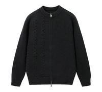 Cardigan tricoté à manches longues avec fermeture éclair sur le devant pour homme, NYH901-noir, L