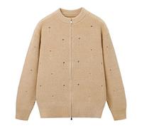 Cardigan tricoté à manches longues avec fermeture éclair sur le devant pour homme, NYH902-Abricot, XL