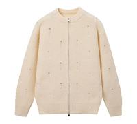 Cardigan tricoté à manches longues avec fermeture éclair sur le devant pour homme, NYH902-blanc, M