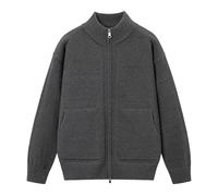 Cardigan tricoté à manches longues avec fermeture éclair sur le devant pour homme, NYH903-gris9, M