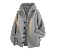 Cardigan tricoté à manches longues pour homme Coupe ajustée Col rond Simple Boutonnage Mode Style Pull Mode Chaud Vêtements d'extérieur, NYH907-gris9, L