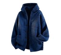Cardigan tricoté à manches longues pour homme Coupe ajustée Col rond Simple Boutonnage Mode Style Pull Mode Chaud Vêtements d'extérieur, NYH907-bleu, XXL