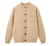 Cardigan tricoté à manches longues pour homme Coupe ajustée Col rond Simple Boutonnage Mode Style Pull Mode Chaud Vêtements d'extérieur, NYH905-Abricot, XL