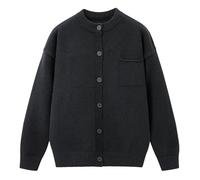 Cardigan tricoté à manches longues pour homme Coupe ajustée Col rond Simple Boutonnage Mode Style Pull Mode Chaud Vêtements d'extérieur, NYH905-noir, L