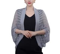 Cardigan Tricoté Au Crochet pour Femme Boléro À Paillettes Scintillantes Châle D'Été Décontracté Court pour Robes De Soirée Mariage Gris
