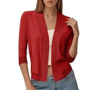 Cardigan tricoté de couleur pure ouvert sur le devant, cadeau pour elle, col rond, mélange de cachemire, long week-end, cardigan boutonné à manches longues pour femme, Rouge, XL
