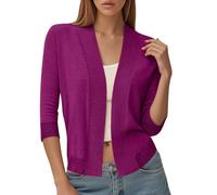 Cardigan tricoté de couleur pure ouvert sur le devant, cadeau pour elle, col rond, mélange de cachemire, long week-end, cardigan boutonné à manches longues pour femme, violet, XL